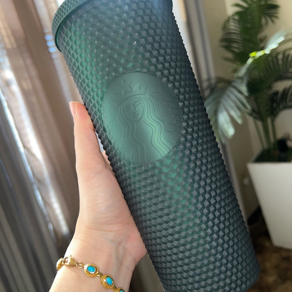 Forest Green Dark Green Studded Starbucks Cup